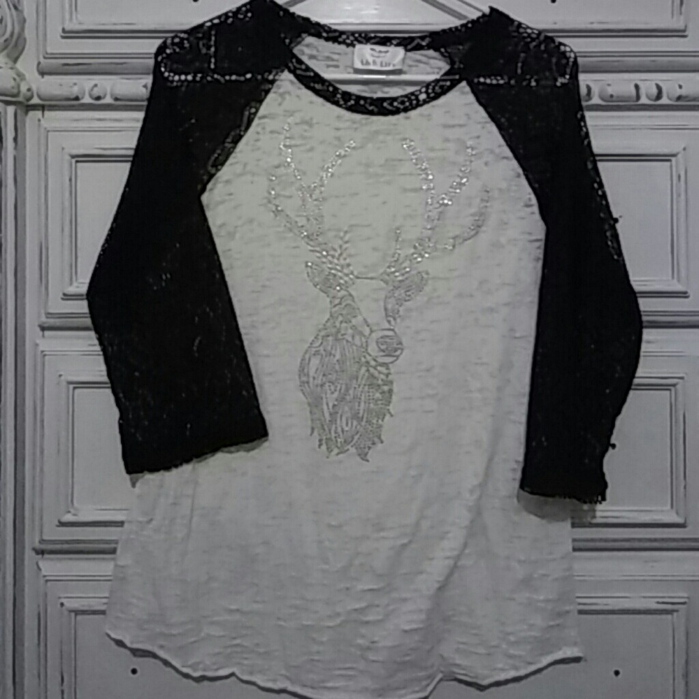 Baseball burn out with lace sleeves deer